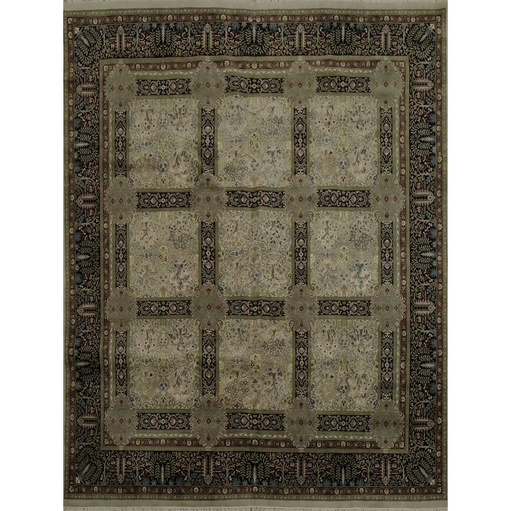Hand Knotted Oriental 100% Wool Carpet Traditional Floral Beige & Ivories Tabriz Area Rug - 8' 5'' X 8' 1''