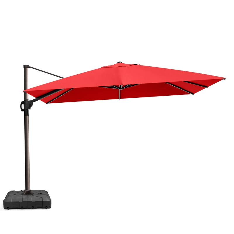 VredHom 9 x 12 FT Outdoor Patio Cantilever-Offset Umbrella with Wheel Base - Red