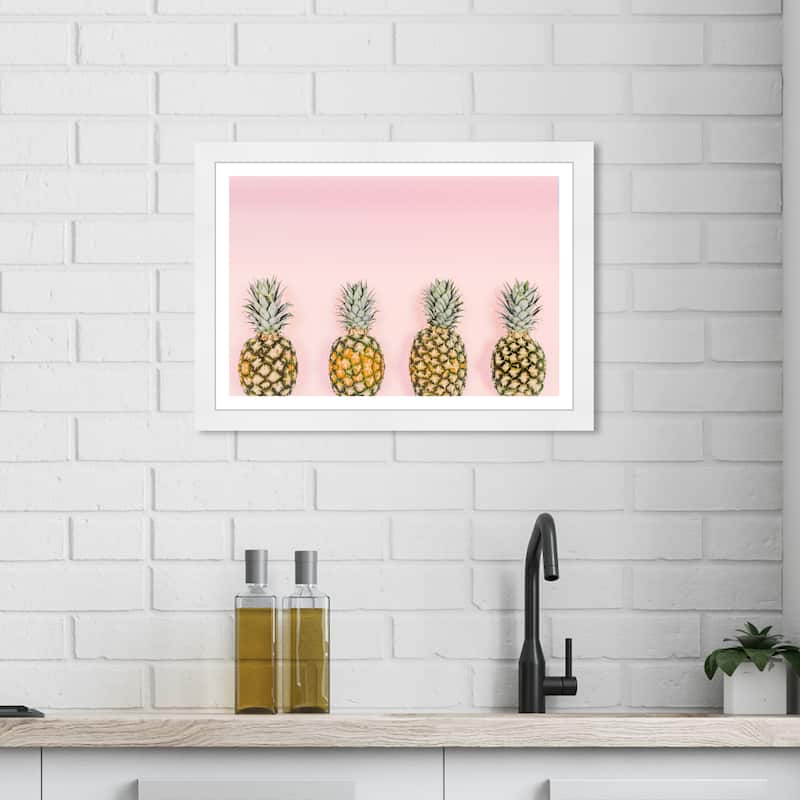Wynwood Studio 'Pineapple Love' Food and Cuisine Pink Wall Art Framed Print - 19 x 13