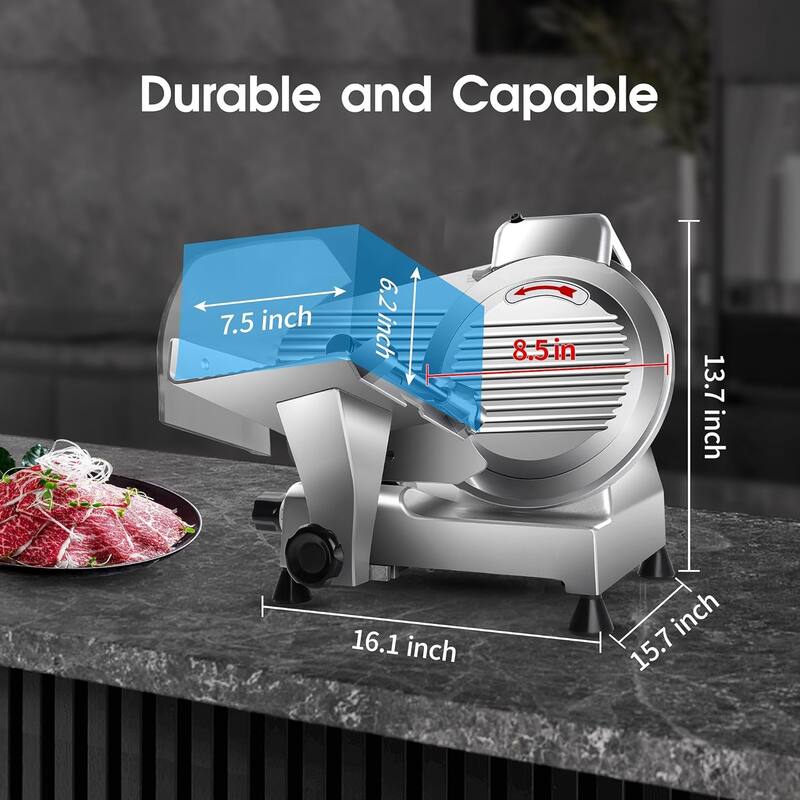 Electric Commercial Meat Slicer Steel 8.5" Blade Frozen Meat Slicer - 8 INCH