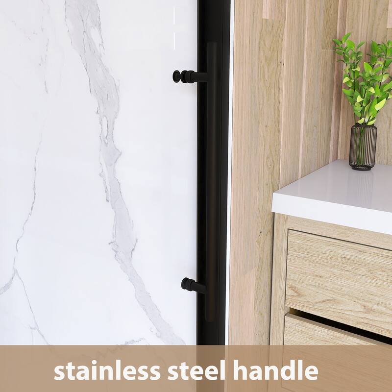 60'' x 72'' Single Sliding Frameless Shower Door in Matte Black - 60'' x 0.25'' x 72''