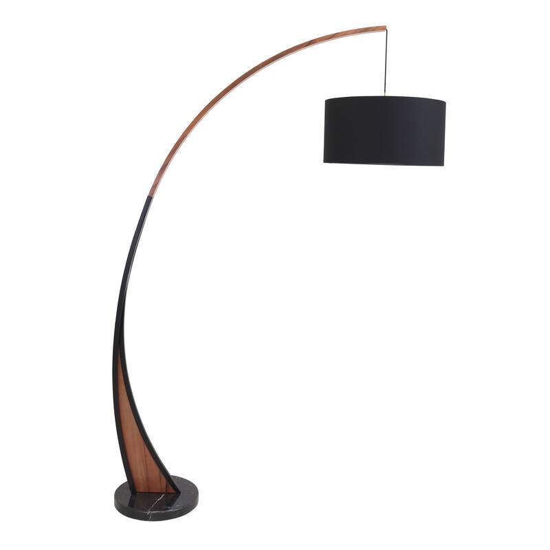 Carson Carrington Farrah Walnut Wood & Marble Floor Lamp - Black