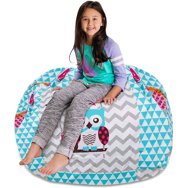 Kids Bean Bag Chair Cover Stuffed Animal Storage or Toy Organizer