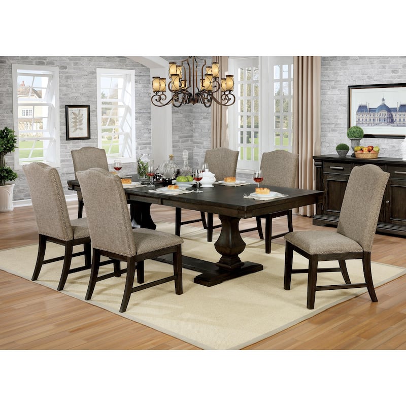 Ladonna Transitional Espresso Wood 7-Piece Dining Set by Furniture of America - Espresso