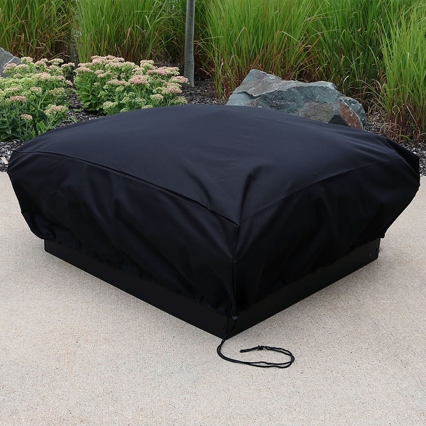 Sunnydaze Heavy-Duty Square Black Fire Pit Cover 32-Inch Square 12-Inch