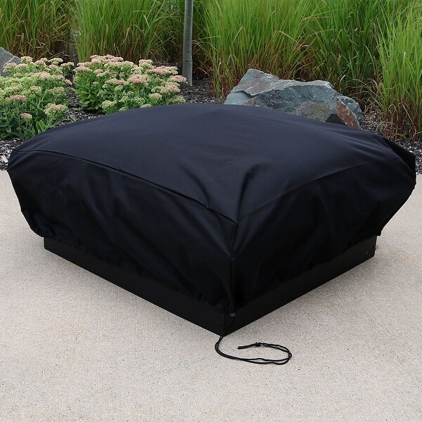 Shop Sunnydaze Heavy-Duty Square Black Fire Pit Cover 48 ...