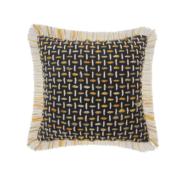Sevita Modern Interwoven Throw Pillow with Fringe