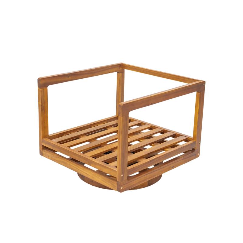 Christopher Knight Home - Outdoor Swivel Solid Acacia Wood Lounge Chair with Beige Cushion