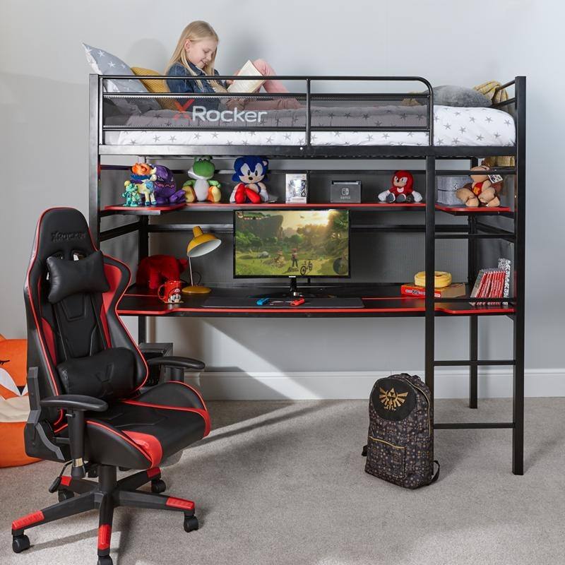 X Rocker Battle Bunk Gaming Bunk Bed with Desk