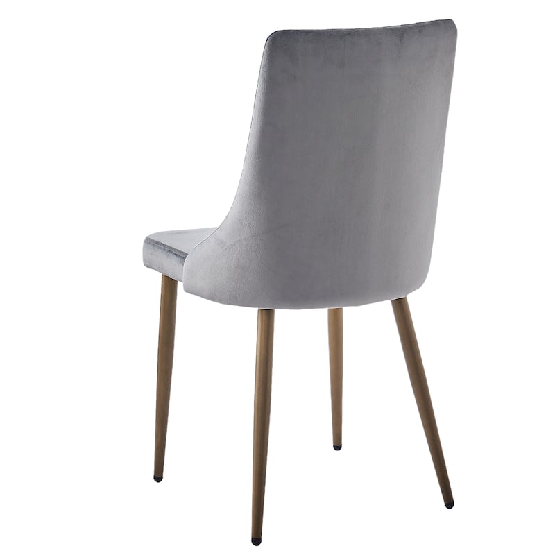 Mid-Century Velvet and Metal Dining Chair, Set of 4 - Black and Aged Gold