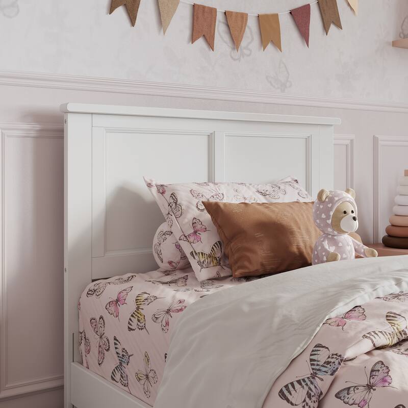 Felicity Twin Platform Bed with Panel Footboard & Twin Trundle in White