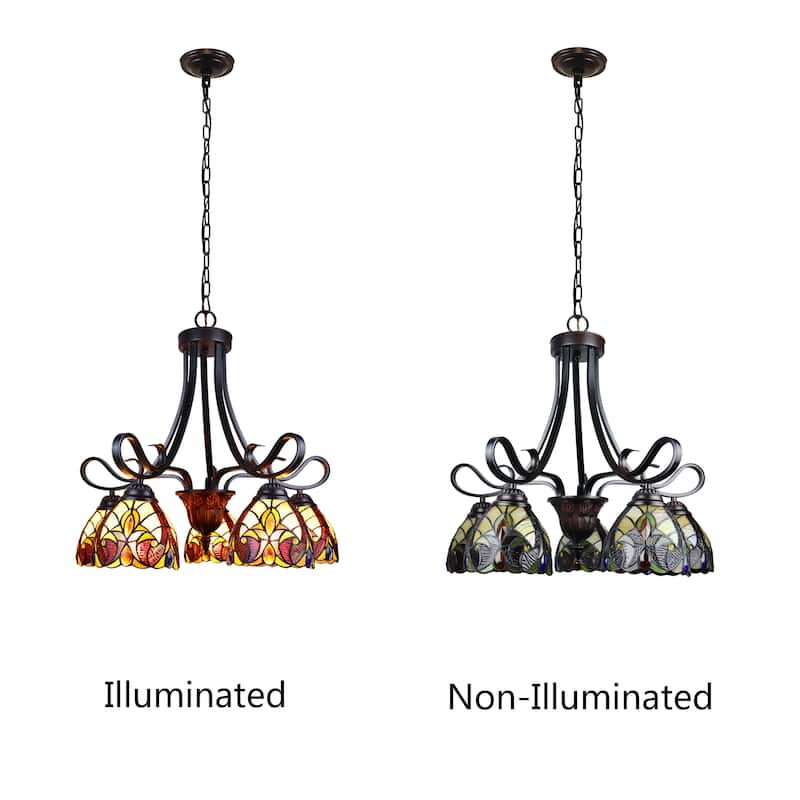 Tiffany-Style Victorian Design 5-light Dark Bronze Chandelier