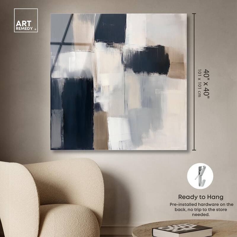 Blue and Tan Abstraction II Acrylic by Art Remedy, Ready to Hang