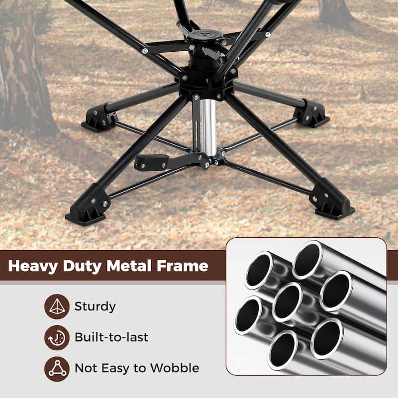 Goplus 2PCS 360° Swivel Hunting Chair with Mesh Cup Holder & Storage - Camo - See Details