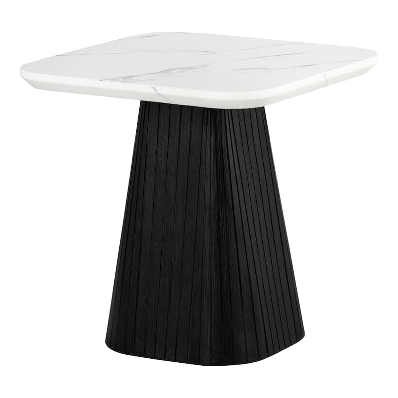 Furniture of America Tonix Modern White and Black Square Faux Marble Top End Table