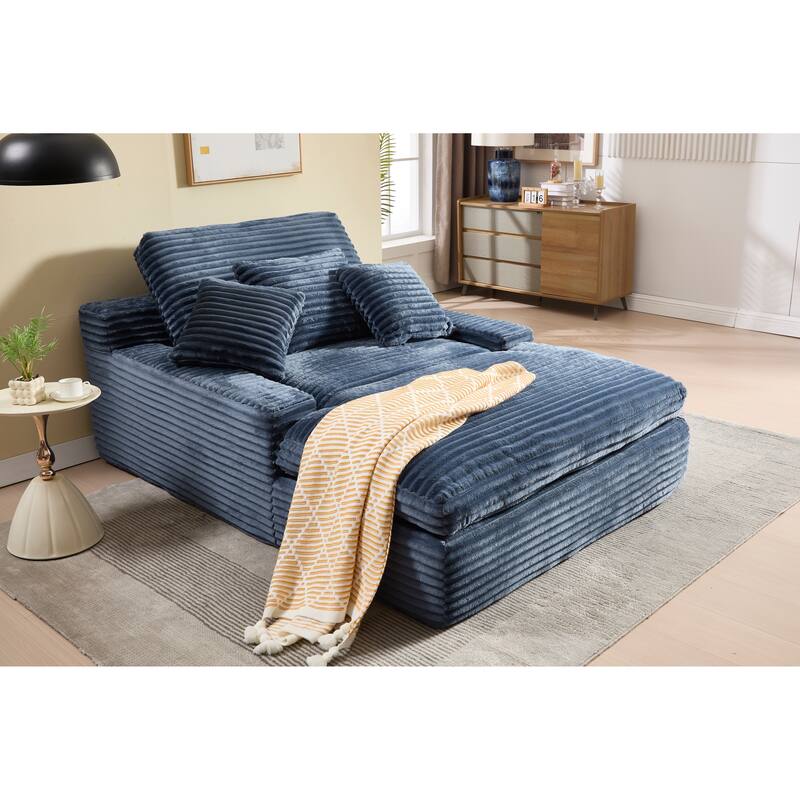 Modern Upholstered Chaise Lounge Sofa for Living Room Office, 75" Oversized Leisure Sofa 2 Seat Sleeper Couch with Pillows