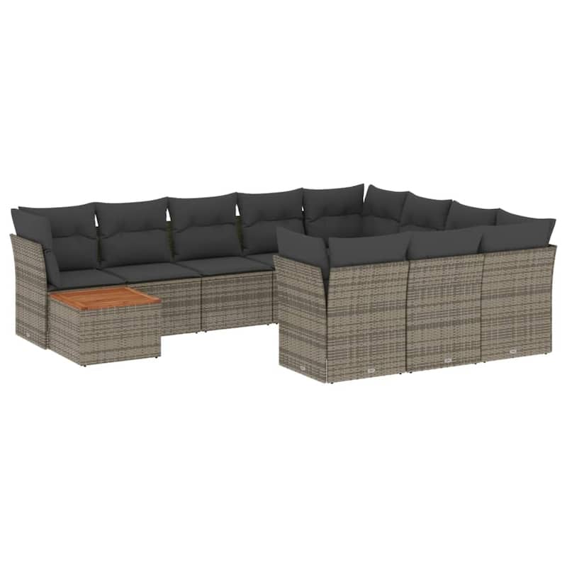 vidaXL Patio Sofa Set with Cushions Outdoor Furniture 11 Piece Poly Rattan - 21.7 x 21.7 x 14.6