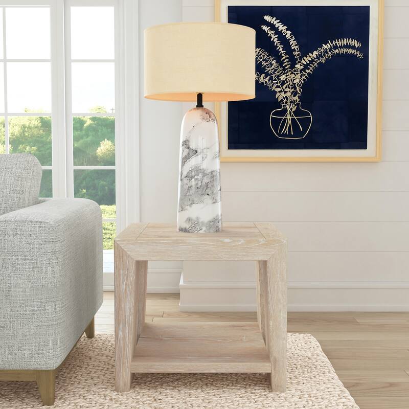 Classic Home Troy Cracked Oak End Table - 24Wx24Dx22H - White - Wood