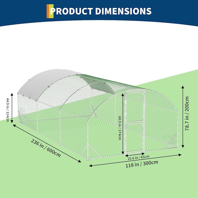 Metal Chicken Coop, Chicken Runs for Yard with Cover for Outdoor Farm Yard