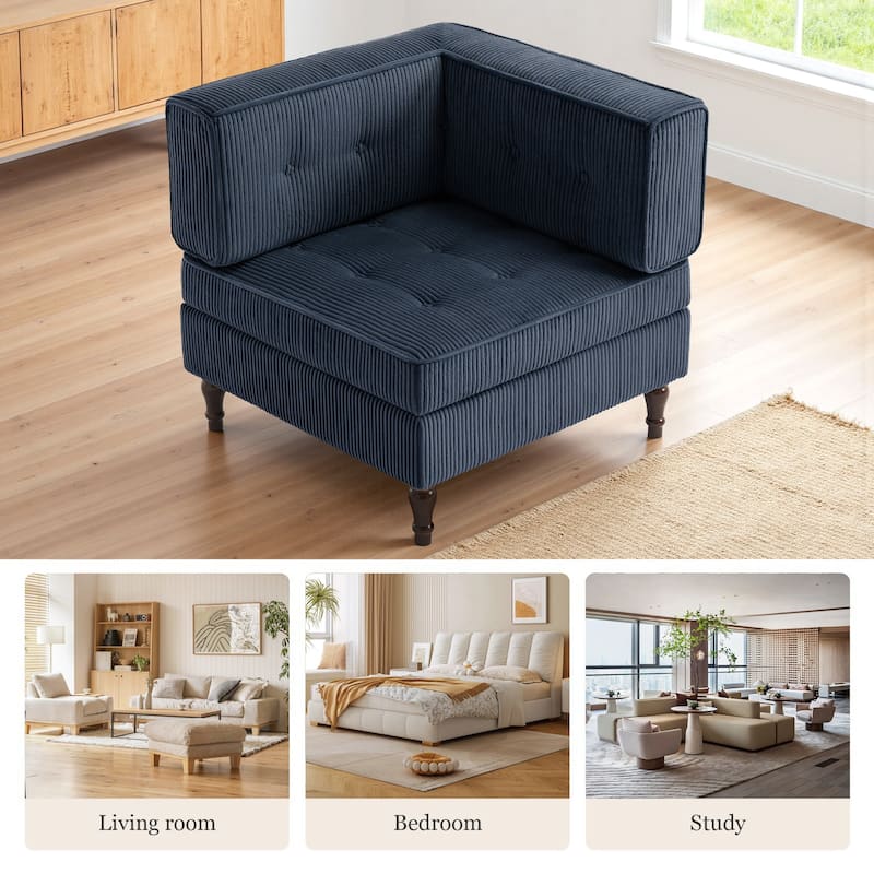 32.57" W Upholstered Corduroy Corner Accent Chair