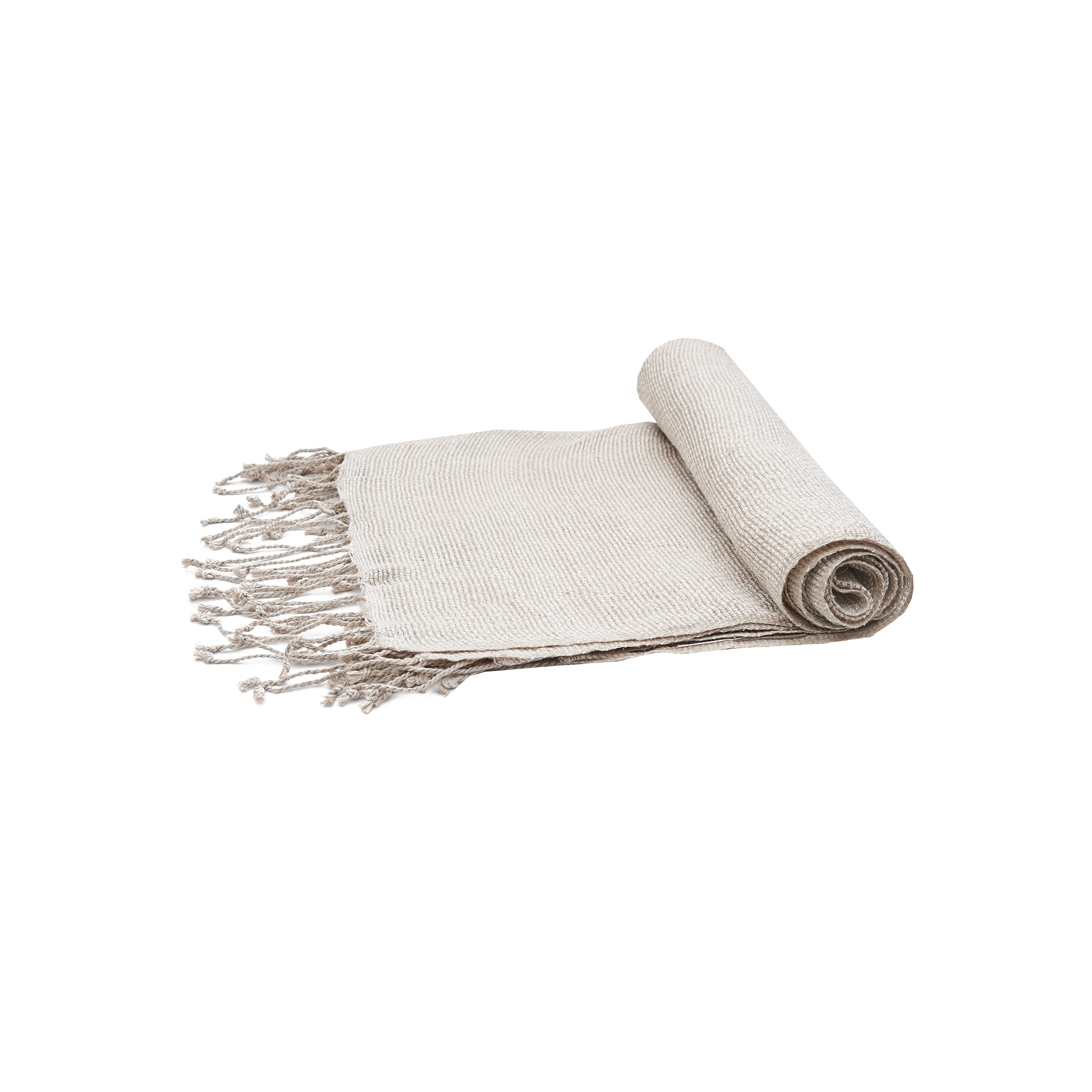 Lucca Neutral Handwoven Silk & Linen 50" x 70" Accent Throw Blanket