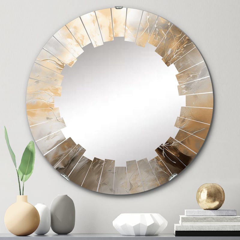 Designart "Gold and Silver Chromatic Essence I" Abstract Modern Wall Mirror - 24in.x24in.
