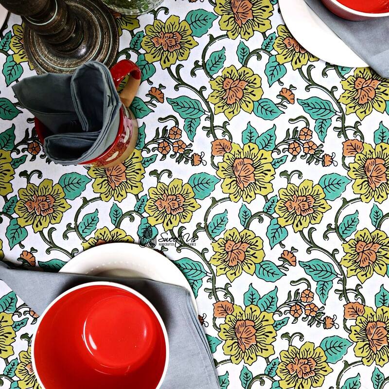 Cotton Floral Tablecloth for Rectangle Tables