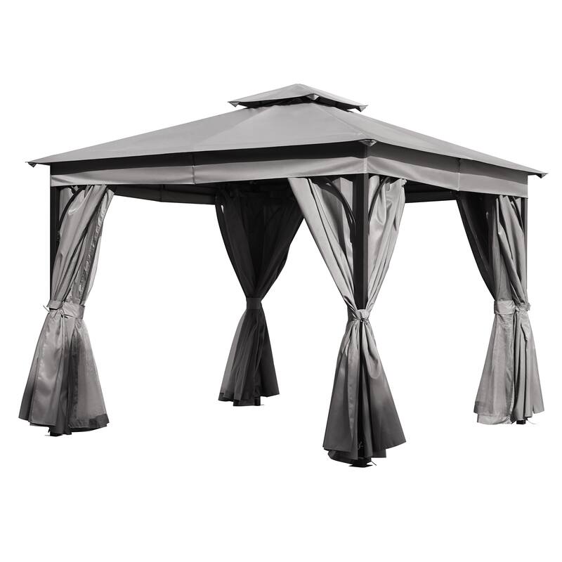 Patio Gazebo with Mosquito Netting and Privacy Screens for Backyard