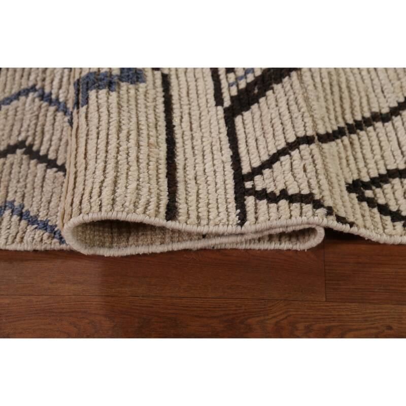 Geometric Trellis Moroccan Area Rug Handmade Wool Carpet - 9'0"x 12'5"