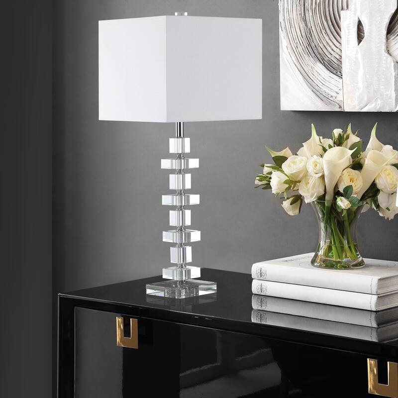 SAFAVIEH Lighting 28 inch Crystal Deco Crystal Table Lamp (Set of 2)