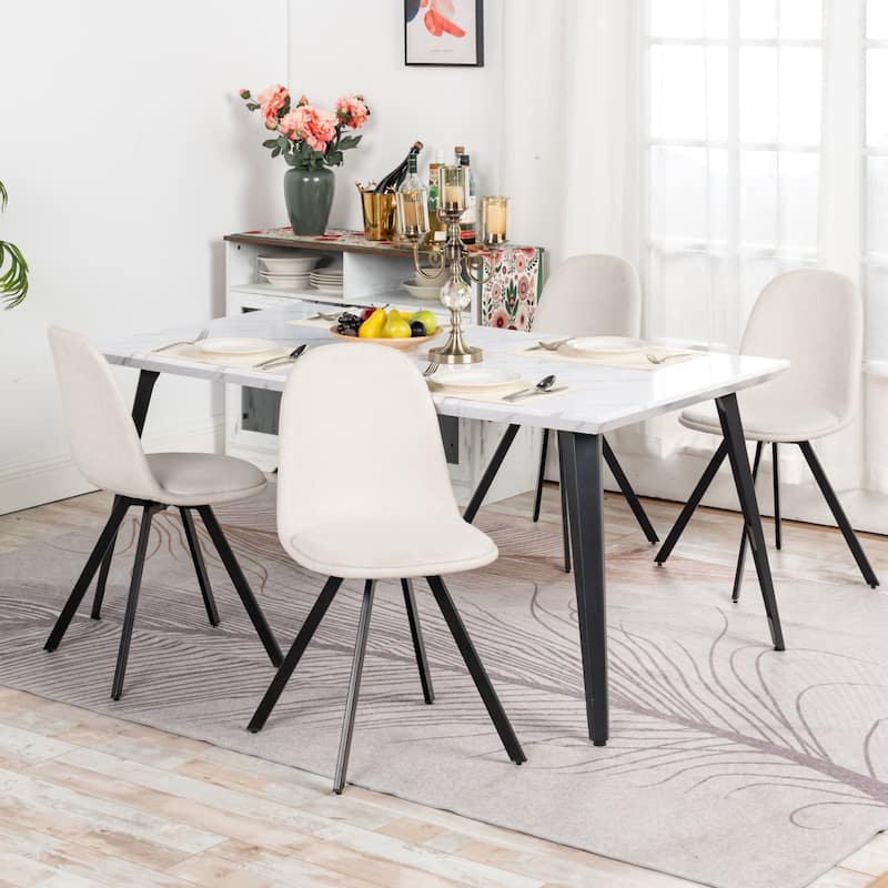 HomyLin 63-inch Dining Table Rectangular for 4-6 with Wooden Top and Metal Legs