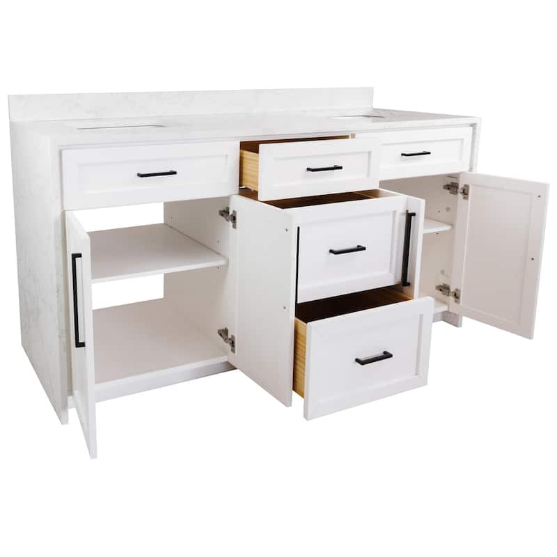 KitchenBathCollection Palisade 72" Double Waterfall Vanity with Engineered Marble Top