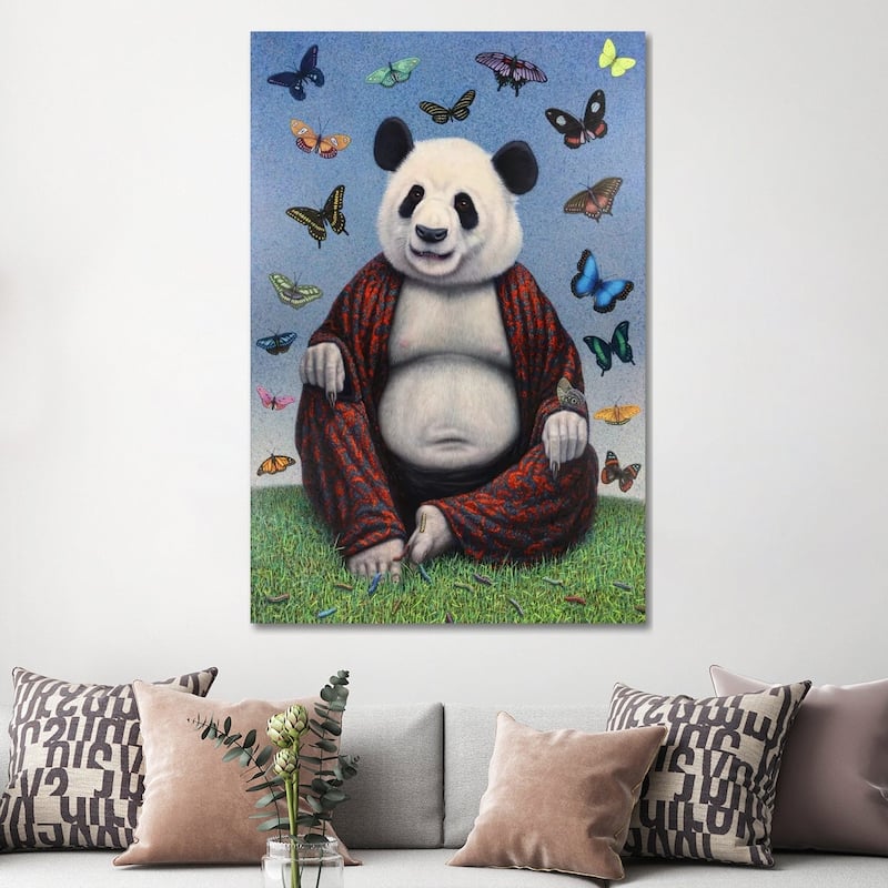 iCanvas "Panda Buddha" by James W. Johnson Canvas Print