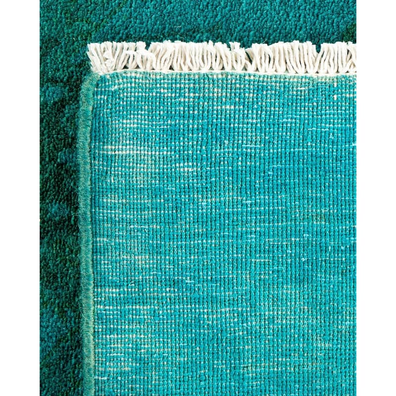 Overton Hand Knotted Wool Vintage Inspired Modern Contemporary Overdyed Blue Area Rug - 9' 0" x 12' 1"
