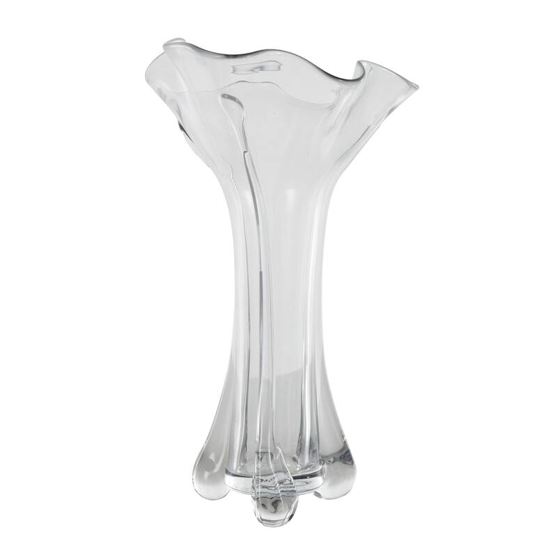 Glass Abstract Fluted Tulip Decorative Vase - Clear - Roche River Decor