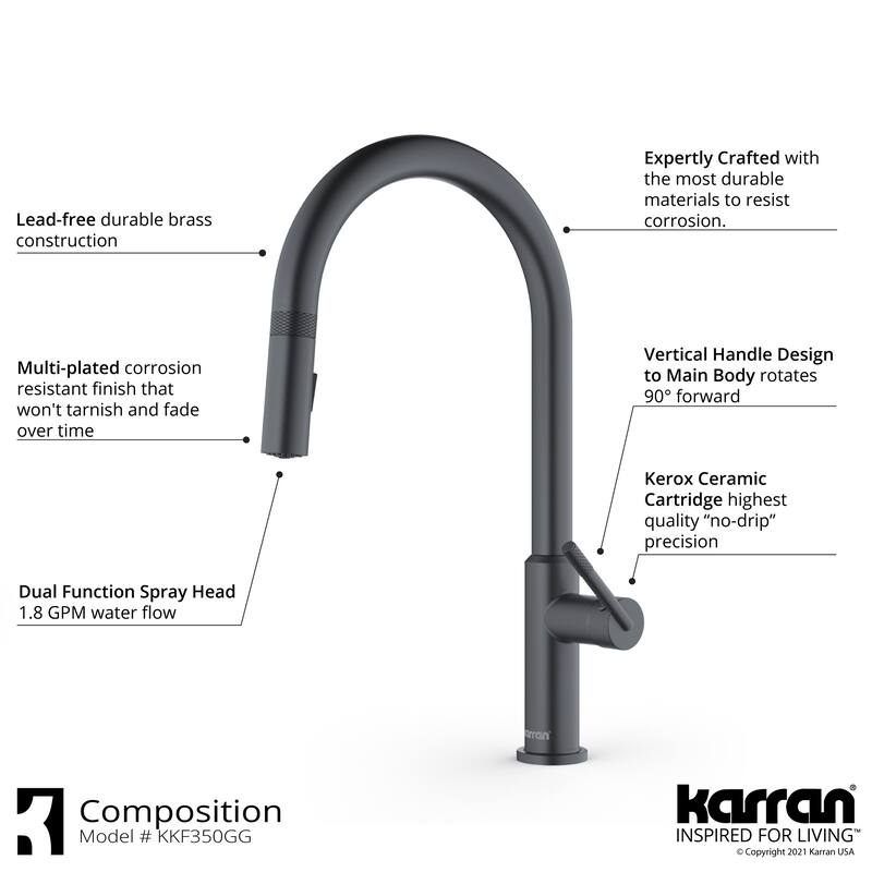 Karran Lagrange OneHandle Pull Down Dual Function Sprayer Kitchen