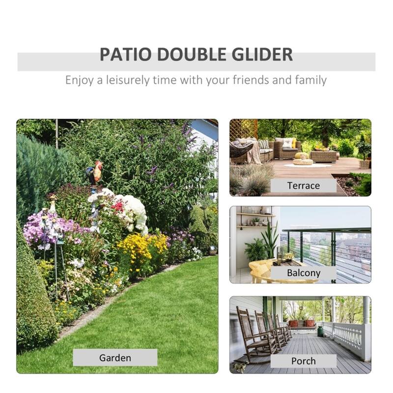 2-Seater Garden Breathable Mesh Glider Chairs with Table and Curved Armrests for Patio or Backyard
