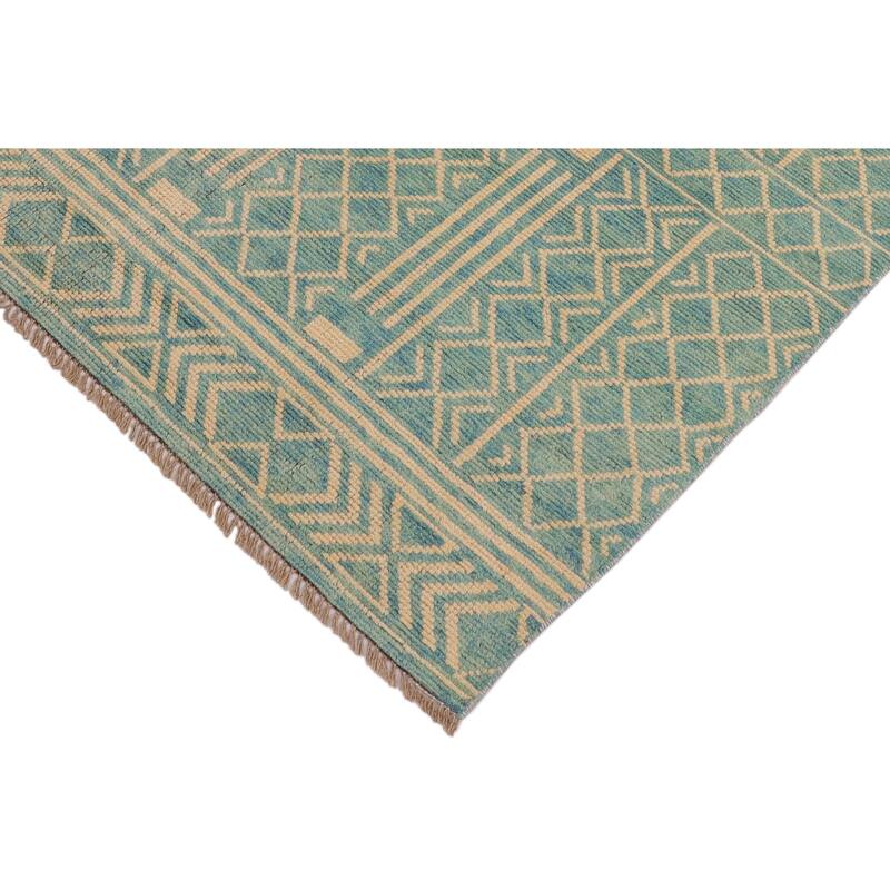 Boho Chic Balochi Ferguson Blue/Beige Hand Knotted Wool Rug - 3'2'' x 5'1''