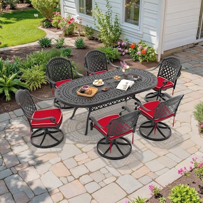 Traditions 7-Piece Patio Outdoor Dining Set with 6 Dining Chairs and Oval Dining Table, Rust Free