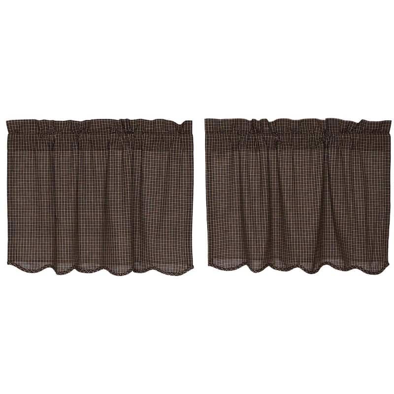 Primitive Kitchen Curtains Kettle Grove Plaid Tier Pair Rod Pocket