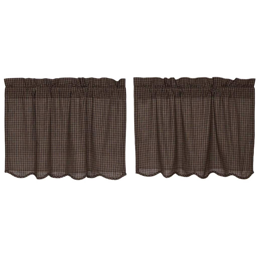 Primitive Kitchen Curtains Kettle Grove Plaid Tier Pair Rod Pocket