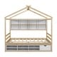 preview thumbnail 9 of 17, Full House Bed with Roof Frame and Under Bed Storage Unit