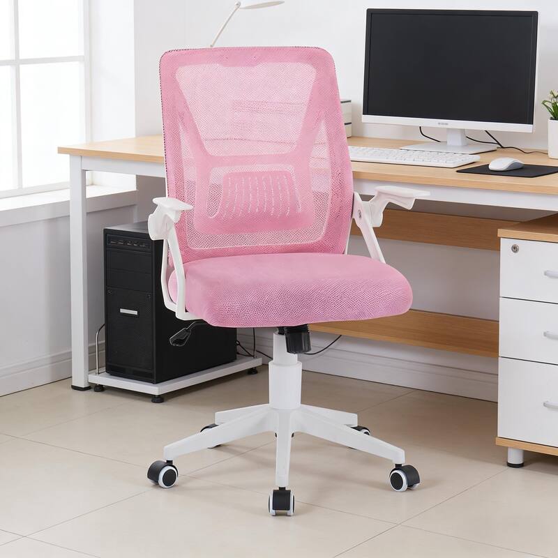 Javlergo Office Mesh Chair Computer Chair with Armrests and Lumbar Support Desk Chair - Pink