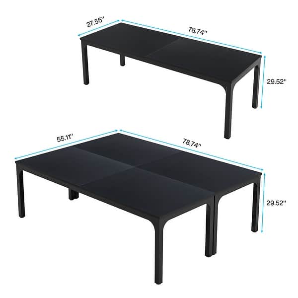 dimension image slide 7 of 9, 6.5FT Conference Meeting Seminar Business Table Set for 8-12 Person (Set of 2)