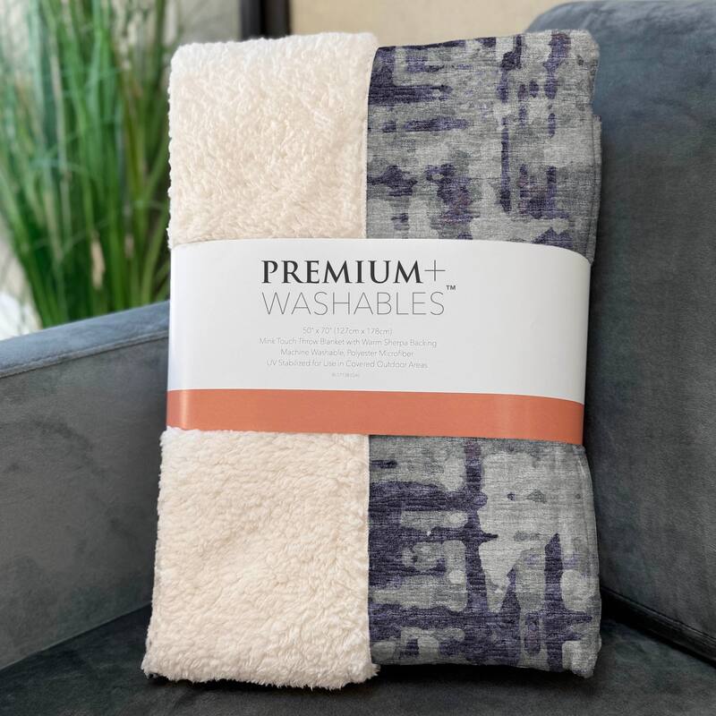 Premium Machine Washable ASB76 Abstract Contemporary Sherpa Throw Blanket