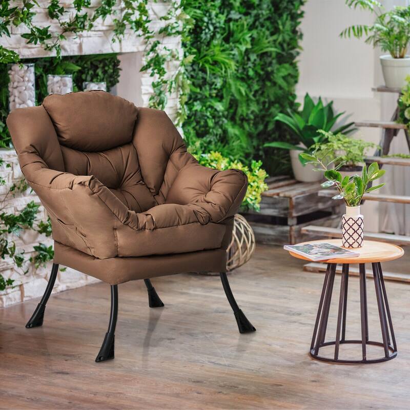 Modern Polyester Fabric Lazy Chair with Side Pocket - 32" x 29.5" x 37.5"