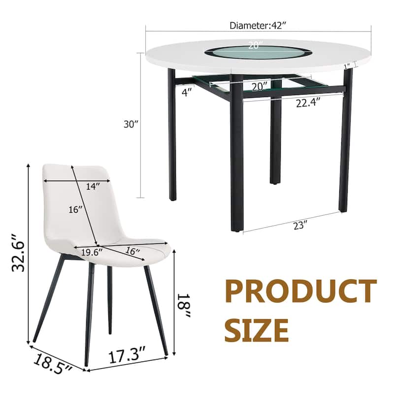 5-Piece Dining Table Set for 4, Kitchen Table Chairs Set of 4, Dining Room Table with Lower Shelf, 4 Chairs for Small Space