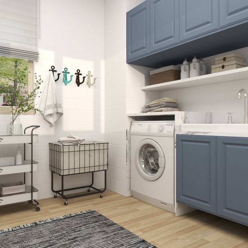 Cream Wood Handmade Distressed House 3 Hanger Wall Hook with Red Roof Accents and Hanging Rope - 5 x 4 x 9