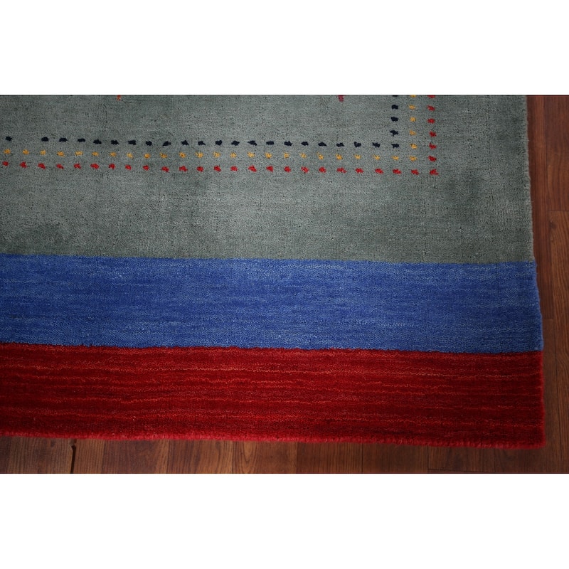Striped Gabbeh Oriental Accent Rug Handmade Wool Carpet - 3'10"x 5'7"