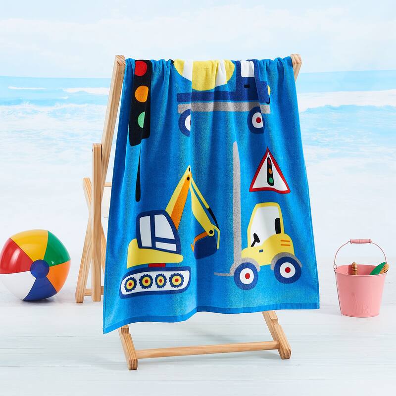 Linery & Co. 100% Cotton Printed Beach Towel for Kids, 30" x 60"
